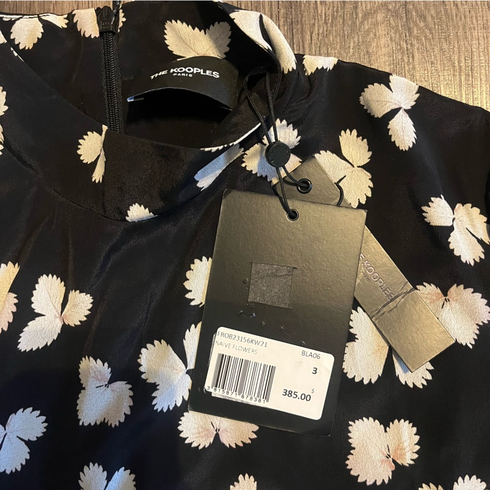 The Kooples Black and White Patterned Mini Dress - Picture 3 of 5